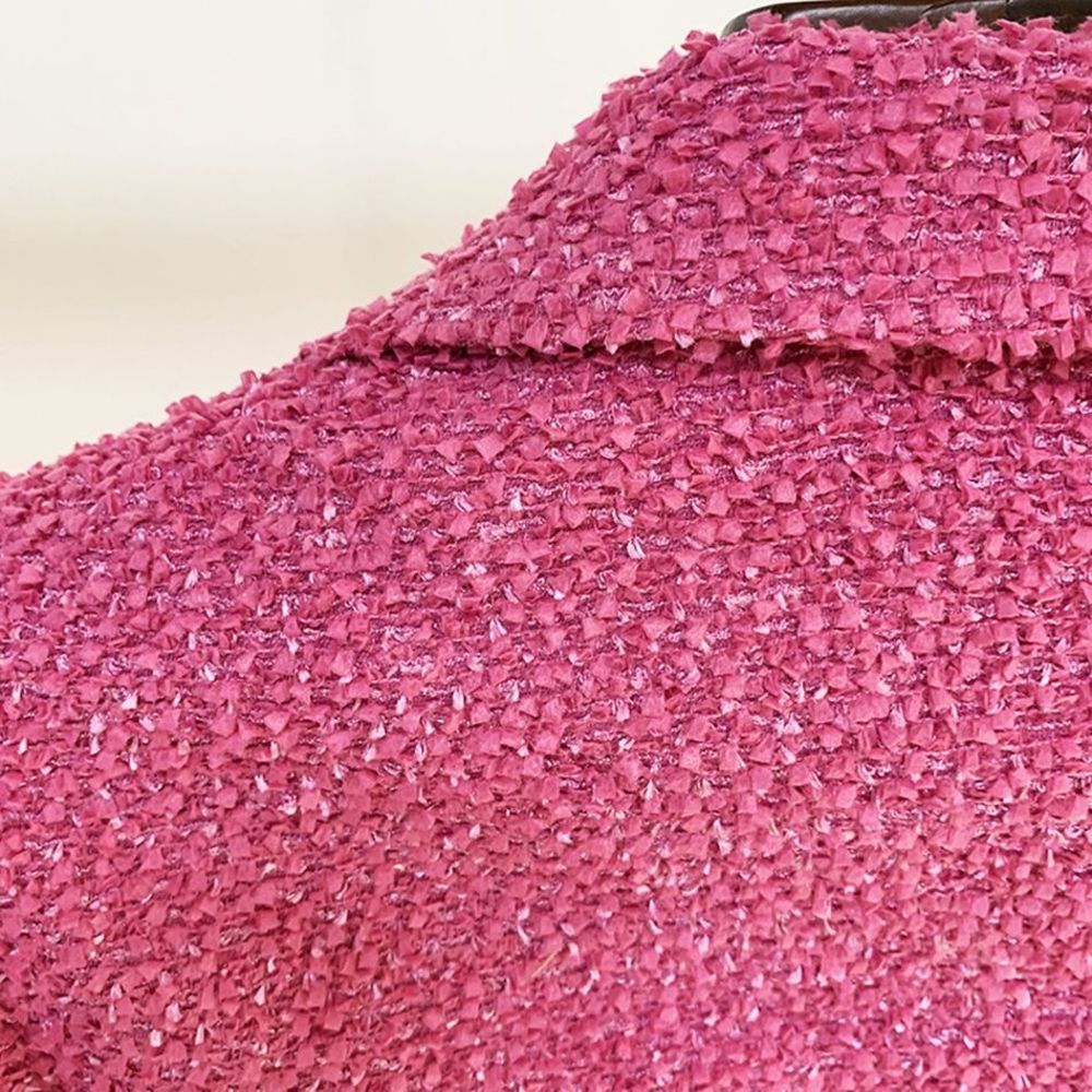 SOLD OUT TEXTURED PINK SET BLAZER AND SKIRT BARBIE CORE TREND JEWELED BUTTONS - Picture 3 of 9